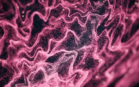 Abstract particles with wave pattern, 3d rendering. Illustrazione stock