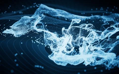 Abstract particles with wave pattern, 3d rendering. Stock Illustration