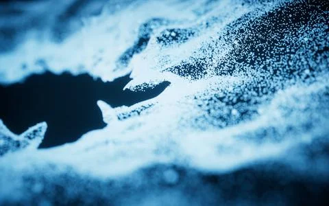 Abstract particles with wave pattern, 3d rendering. Stock Illustration