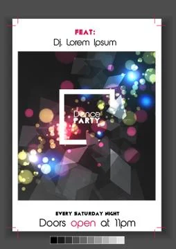 Abstract Party Poster with Rectangular Frame over Background Design    - Vect Stock Illustration