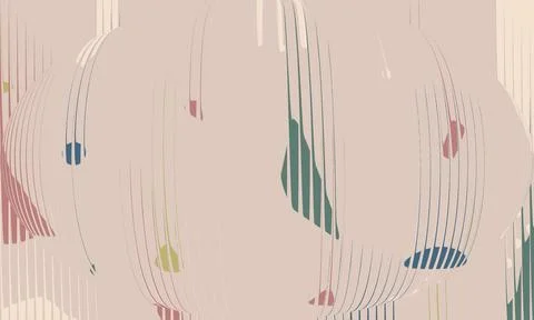 Abstract pastel 3D ellipsoid form with vertical fluted glass texture, soft .. Stock Illustration