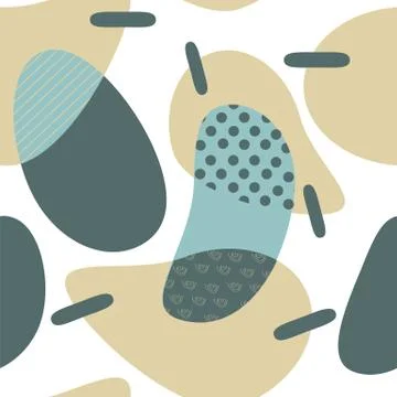 Abstract pastel avocado Seamless pattern of beige, green, blue colors Stock Illustration