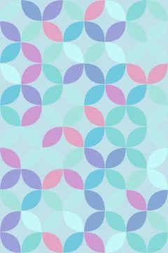 An abstract pastel background of overlapping leaf shapes in aqua, pink, and.. Stock Illustration