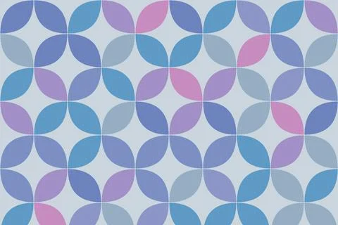 Abstract pastel circular leaf pattern with overlapping shapes in soft blues.. Stock Illustration