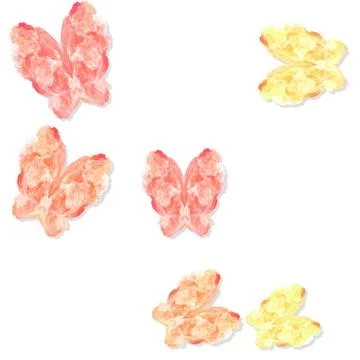 Abstract pastel colored butterflies pattern on white Illustrazione stock