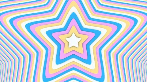 Abstract Pastel Colored Layered Star Contour Shape Patterns Shrinking イラスト素材