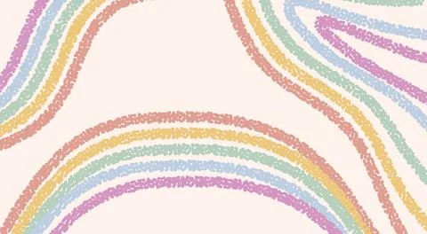 Abstract pastel colored vector hand drawn background with copy space and rainbow Stock Illustration