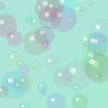 Abstract pastel colorful bubbles floating on a mint green background, soft .. Illustration