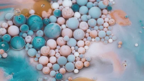 Abstract pastel colors bubbles paint. Slow motion. Top view Video stock 105173934