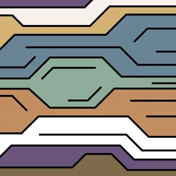 Abstract pastel geometric circuit technology background with flat outline. Stockillustratie
