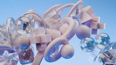 Abstract Pastel Geometric Motion, 3d render 스톡 동영상 310722609
