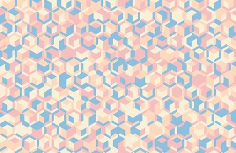 Abstract pastel geometric pattern.  Interlocking cubes in soft pink, blue, .. Stockillustratie
