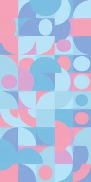 Abstract pastel geometric pattern with layered circles and squares in blue .. Illustrazione stock