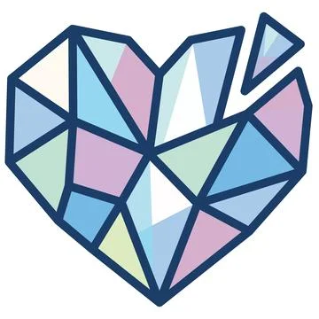 Abstract pastel geometric polygon broken heart flat icon. Stock Illustration
