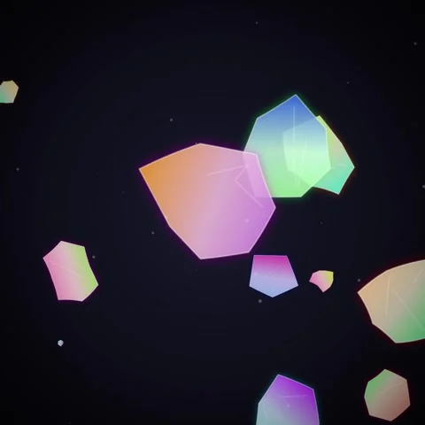Abstract pastel geometric shapes floating in deep space background video Stock Footage 345690740