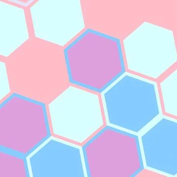 Abstract Pastel Hexagon Geometric Pattern Background in Pink, Blue, and Purple Stock Illustration