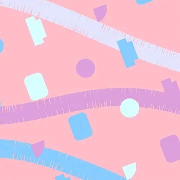 Abstract Pastel Memphis Style Pattern with Geometric Shapes and Wavy Fringed イラスト素材
