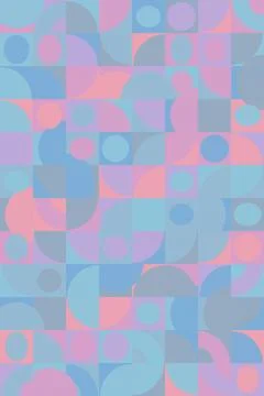 Abstract pastel mosaic pattern of circles and rectangles in soft blue and p.. Stock Illustration