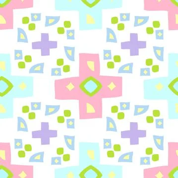 Abstract pastel Multicolor Repeat Pattern With Crosses Stock Illustration