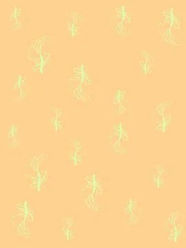 Abstract pastel orange background with decorative leaves Stock Illustration