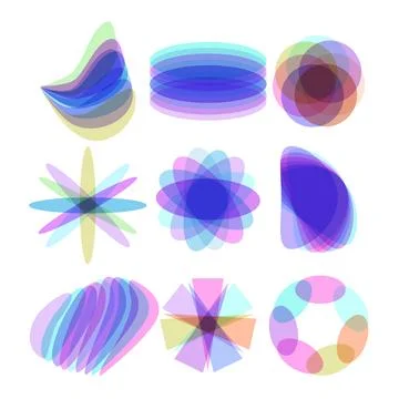 Abstract pastel overlapping transparent geometric shapes design elements Illustrazione stock