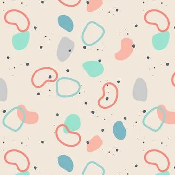 Abstract pastel pattern with hand-drawn shapes and doodles boho style. 스톡 일러스트