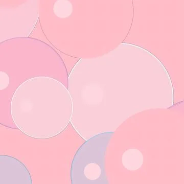 Abstract Pastel Pink Bubble Background with Overlapping Geometric Circles Stock Illustration