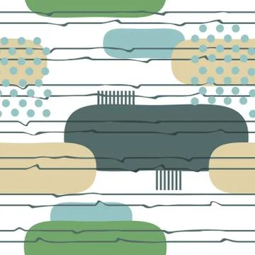 Abstract pastel Seamless pattern of beige, green, blue colors Stock Illustration