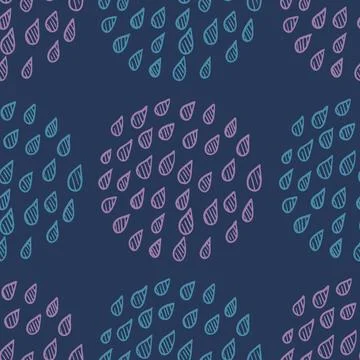 Abstract pastel seamless pattern with drops placed in circles. Light blue and イラスト素材