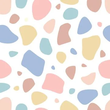 Abstract pastel terrazzo seamless pattern with organic blob shapes. Stock Illustration