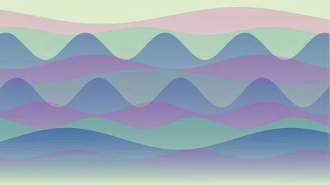 Abstract Pastel Wavy Background with Layered Geometric Hills and Fluid Soft.. Stock Illustration