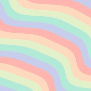 Abstract Pastel Wavy Lines Background - Retro Groovy Colorful Pattern with Soft Stock Illustration