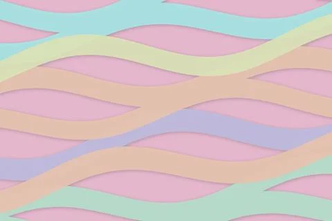 Abstract pastel wavy pattern with flowing ribbons in pink, mint, peach, and.. Illustrazione stock
