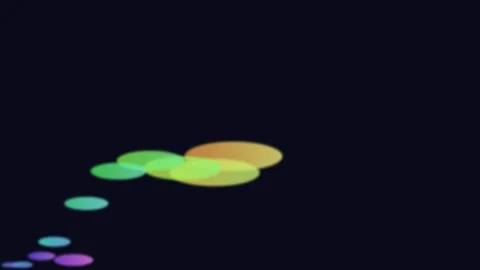 Abstract path of colorful glowing bokeh circles against a dark background Stock Footage 335145883