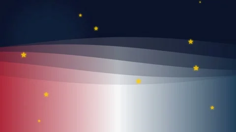 Abstract patriotic background with red white and blue curves and gold stars Stock Footage 338311364