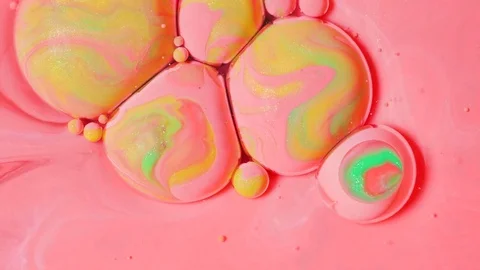 Abstract Pattern 4K Chemical Reaction Texture Liquid Paint Slow Motion Bubble Stock Footage