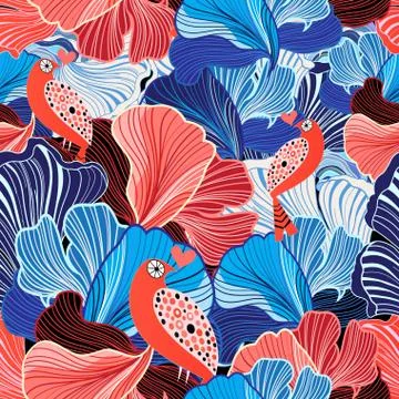 Abstract pattern and bird lovers Stock Illustration
