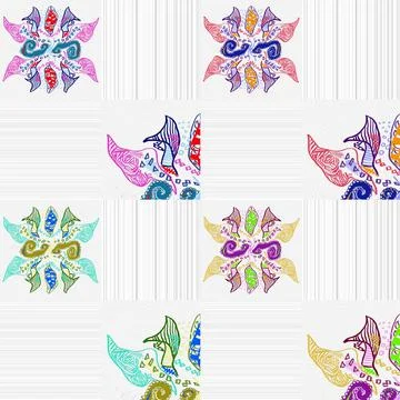 Abstract Pattern And Stripes On White Repeat Pattern Stock Illustration