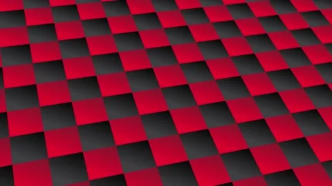 An abstract pattern animated with checkered geometric elements. red black Stock Footage 233631803