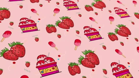 Abstract pattern animated with geometric of strawberry ice cream. pink Video stock 233783510