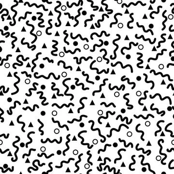 Abstract pattern background with black triangles, waves and points Stock Illustration