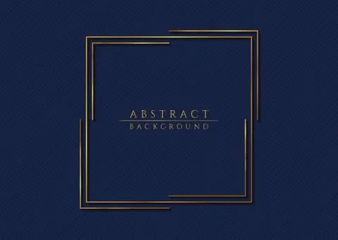 Abstract pattern background frame square gold metallic design blue color tone Stock Illustration