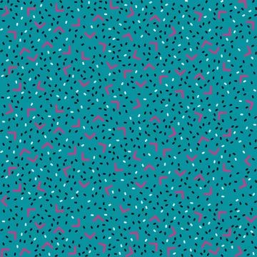 Abstract pattern background with pink angles and black points on blue background Stock Illustration