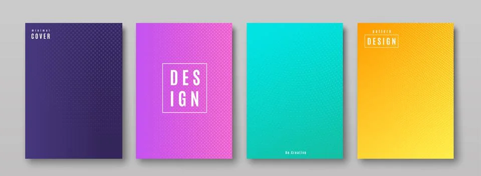 Abstract pattern background vector set in bright color with halftone dot texture Illustrazione stock