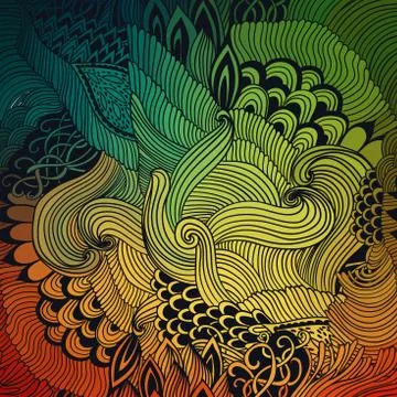 Abstract pattern background with waves ornament. Hand draw illustration 스톡 일러스트