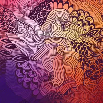 Abstract pattern background with waves ornament. Hand draw illustration 스톡 일러스트
