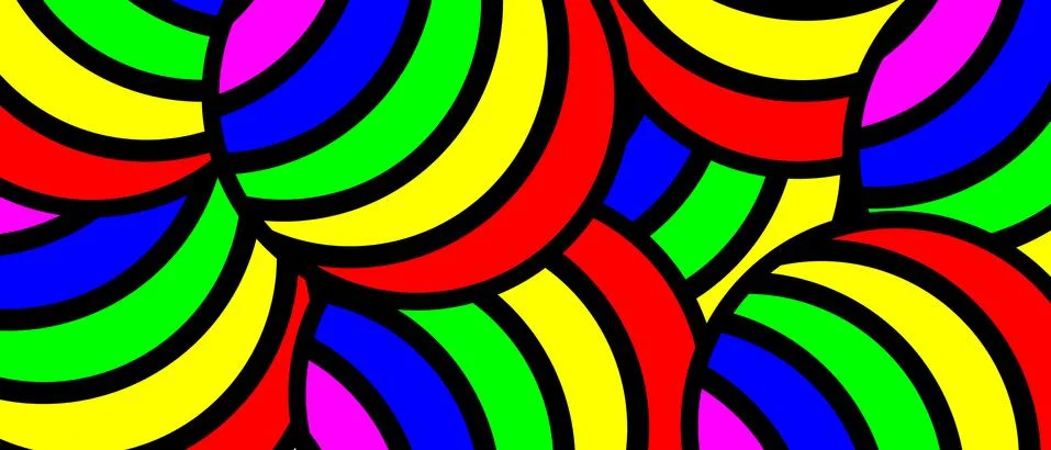 Abstract pattern balls with colorful lines. Modern rainbow horizontal banner  스톡 일러스트