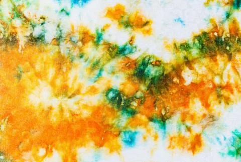Abstract pattern of batik painted on white silk Stock Photos