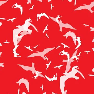 Abstract pattern of bird on the red Stock Illustration