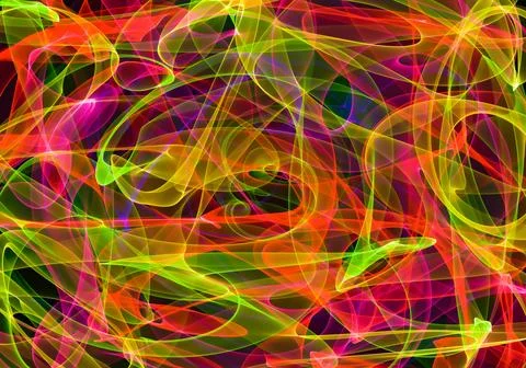 Abstract pattern on black background multicolored lines in motion green and r Stock Illustration